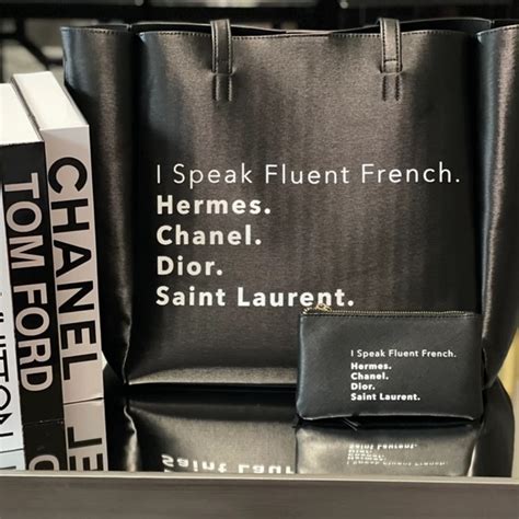 i speak fluent french hermes chanel tote bag|LA.